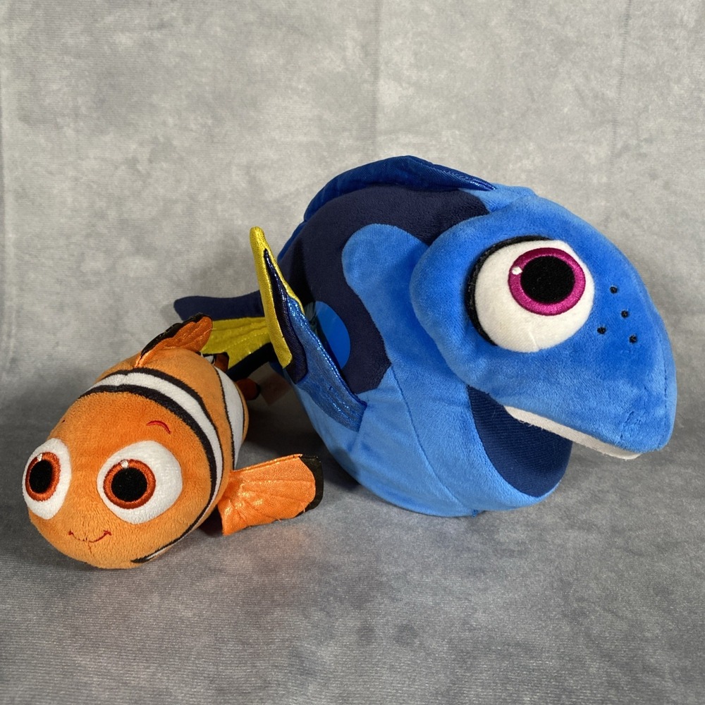 TY Sparkle Disney Finding Nemo 8" &‎ Dory 12" Plush Beanie Fish Stuffed Animal